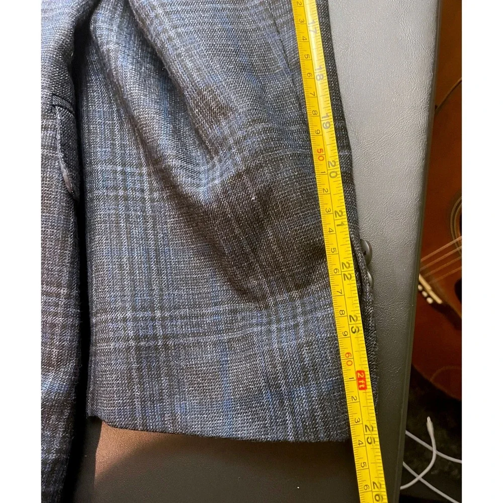 Sonneti Uomo Blazer Mens 48R Blue Gray Plaid Pockets sown